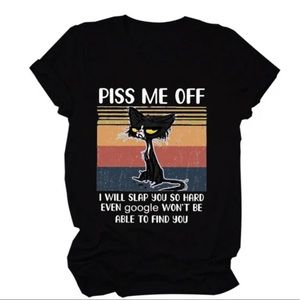 🆕 Trendy funny Cat saying T-shirt Black